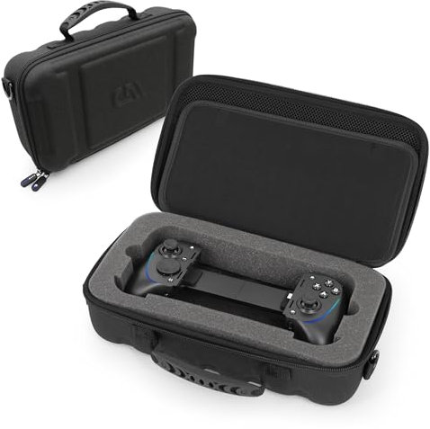 CASEMATIX Travel Case Fits Razer Kishi Ultra Gaming Controller and Mobile Gaming Phone Controller Accessories, Includes Shoulder Strap, Impact Resistant Foam and Separate Storage For Chargers Cables