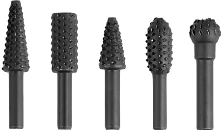 London Express Burr Set, File Rasp Carbide Steel Drill Bits Tool Set for DIY, Wood Carving, Masonry, Die Grinder Drill, Polishing and Engraving, Accessories Drills Embossed Grinding Head Black (5PCS)
