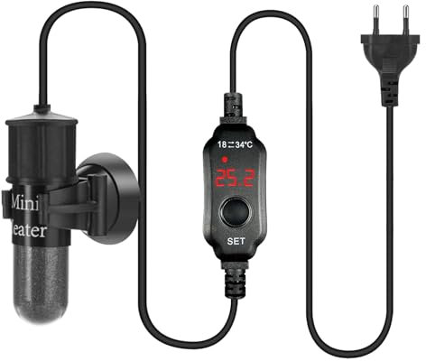 BORDEAG Mini Chauffage D'aquarium 30W Réchauffeur D'aquarium, Mini Chauffe-Aquarium Chauffe Eau Aquarium Mini Chauffage Aquarium avec Régulateur De Température Externe Chauffe Aquarium