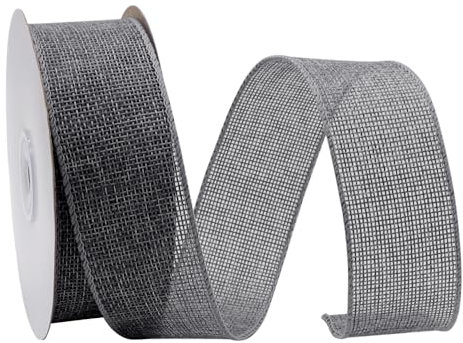 GOIYZTTR 10M Grau Sackleinen Band Rolle 4 cm Breit Juteband Jahrgang Verdrahtet Sackleinen Decoband Geeignet für DIY-Bastelverpackungen Geschenke und Blumenstraußdekoration