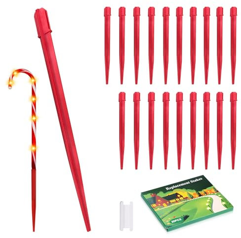 HELESIN 20 Stück Rot Kunststoff Erdspieß Stangen Solarleuchten Spieß Ersatz ABS Leuchten Stangen Ground Spikes Stakes Solar Lichter Spikes Ersatz für Gartenlicht LandschaftsSicherheitslicht