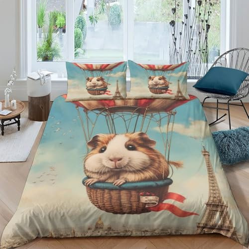 VUDBELAFC Meerschweinchen Bettbezug Bettwäsche-Sets Kinderbettwäsche Reißverschluss Mit Kissenbezug Betten Set Für Jungen Und Mädchen, Kinder Double（200x200cm）