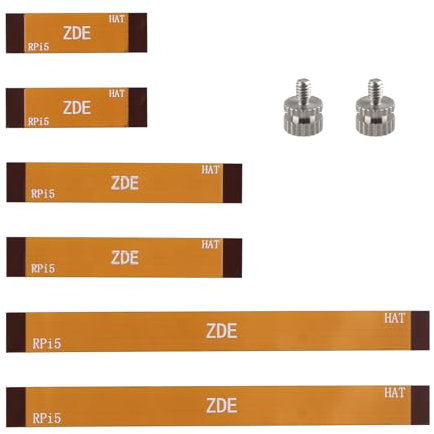 ZDE 6 Stück 30mm 50mm 90mm FPC FFC Flexibles Flachkabelset 16Pin 0.5mm Pitch mit 2 Stück M.2 SSD Montagebolzen Kompatibel mit Raspberry Pi 5 PCIe zu M.2 Key M NVMe SSD Adapter PCIe Peripheriekarte