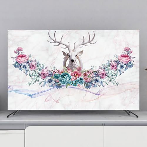Hixingo Cubierta Antipolvo para TV, 32-80 Universal Funda para Televisor Elástico Protector para Smart TV, Ciervo Cubierta de Televisión Pantalla de Funda (75(175x100cm),Rosa)