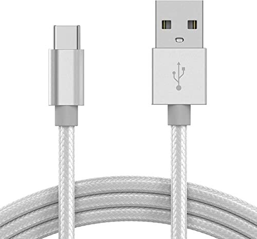 KP TECHNOLOGY Charger For HONOR CHOICE Earbuds X7i / Honor Earbuds Open/Honor Earbuds X6 / Honor Earbuds X5 - Nylon Braided Charging Cable, USB C to USB A 3.0 Charging Cable (SILVER, 2M)