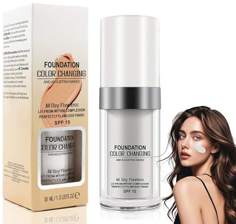 Foundation Color Changing, Concealer Abdeckung, Farbwechselnde Foundation für Reife Haut, Gleichmäßigen Hautton & Abdeckung von Unvollkommenheiten für Empfindliche Haut & Alle Hauttypen, SPF15