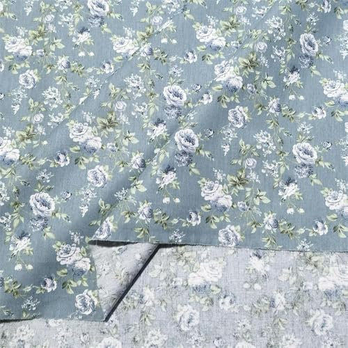 QIUMING Tissu en Coton à Fleurs Roses Vintage 160 x 50 cm, literie en Coton, vêtements en Coton, Anneau pour Cheveux