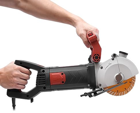 Coupe-béton avec 5 lames de scie et fonction laser - 4800 W - Coupe-nez à sec - Profondeur réglable - Pour carrelage, marbre, granit, bois, pierre