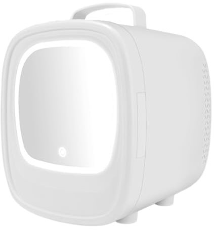 XIAOGUDONG Beauty Refrigerator for Car And Home 6L, Portable Cooler And Heater Compact Mini Refrigerator for Bedroom Makeup, Office And Outdoor Travel, White, Blue, Pink,White