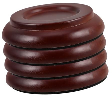 Abaodam 4pcs Wooden Piano Caster Cups Small Size Non-slip Floor Protectors Anti-vibration Soundproof Pads for Upright Piano Legs Brown Furniture Accessories