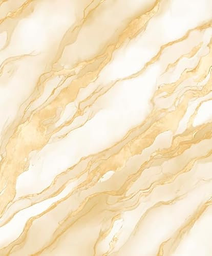 WPE® Heavyweight Vinyl Wallpaper – Breccia Marble Design in Pearl White with Gold Veins, Textured Washable Wallcovering for Feature Walls, Living Room, Bedroom – Easy to Hang Roll 62507