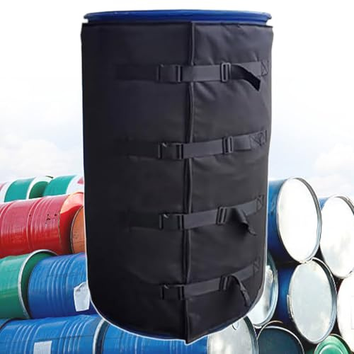 pealiritansemen 2000 W Metal Oil Drum Heater, 55 Gal Oil Drum Electric Heating Jacket, Multi-Strand Alloy Heating Wire, 0-120℃ Adjustable Temperature, Without Top Cover, 0-24 Hours Timer,Black