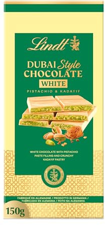 Lindt - Tablette DUBAI STYLE CHOCOLATE - Blanc Pistache Kadaif, 150g