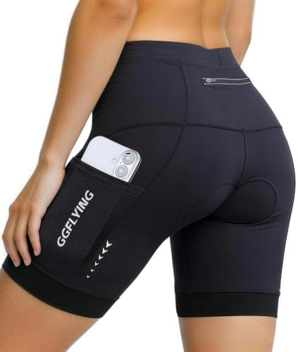 GGFLYING Fahrradhose Damen 5D Gepolstert Radlerhose Damen Radhose Kurz Schnelltrockende Atmungsaktive mit 3 Tasche