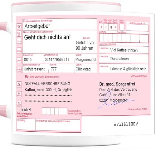 Rezept Kaffeebecher Tasse für Arbeit MFA Geschenk für Kollegin beste Freundin Arzthelferin Arbeitskollegin Kaffeetasse aus Keramik