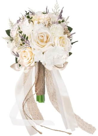 Bcuuozeeing Hochzeitssträuße für Braut und Brautjungfern, Brautstrauß, Romantischer Blumenstrauß Brautjungfernstrauß Kunstblumen Handgemacht, Blumenstrauß für Braut, Brautjungfer, Partys