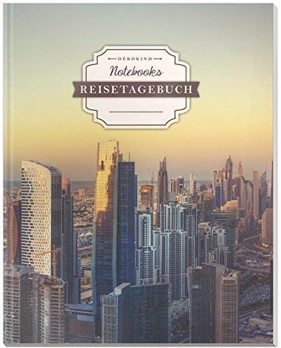DÉKOKIND Reisenotizbuch zum Selberschreiben | DIN A4, 100+ Seiten, Register, Vintage Softcover | Perfekt als Abschiedsgeschenk | Motiv: Metropole