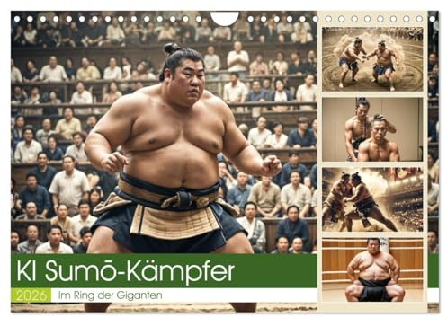 KI Sumo-Kämpfer Im Ring der Giganten (Wandkalender 2026 DIN A4 quer), CALVENDO Monatskalender: Abwechslungsreiche Darstellung des Lebens, der Kämpfe und der Rituale der Sum¿-Kämpfer (CALVENDO Sport)