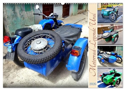 Motorrad-Legende Ural (Wandkalender 2026 DIN A2 quer), CALVENDO Monatskalender: Motorrad-Oldtimer der sowjetischen Marke Ural in Kuba (CALVENDO Mobilitaet)