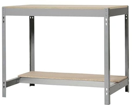 Simon Rack Mesa de Trabajo Taller, 600 kg Capacidad Carga, 842x1510x760 mm, Gris/Madera - BT0