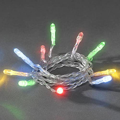 Konstsmide LED Lichterkette, mit an/aus Schalter, 6h Timer, 50 bunte Dioden, batteriebetrieben, Innen, transparentes Kabel - 1470-503