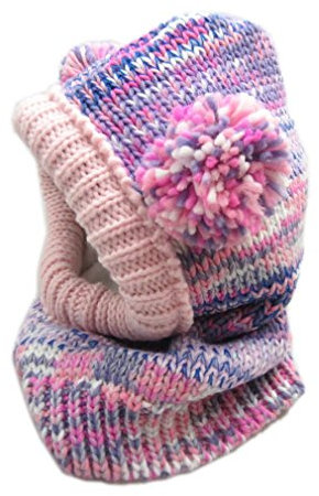 Kauftree Baby Kinder Schlupfmütze Schalmütze Strickmütze Sturmhaube Mütze Winter Mädchen (M 52-54cm)