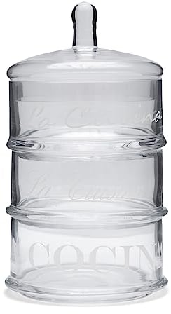 Riviera Maison 3-teilige Aufbewahrung aus Glas, glasbehälter mit Deckel, küche- La Cucina Pot Mini - Transparant - 22,5cm hoch - Durchmesser 12cm