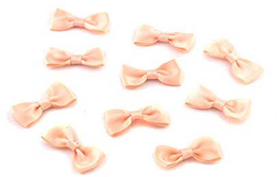10 Stück Satinschleifen 4cm x 2cm (apricot 714) // Fertigschleifen Deko Dekoschleifen Scrapbooking Minischleifen Schleifen Satin Band Applikationen Streudeko