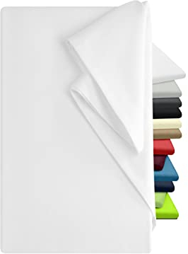 npluseins Bettlaken 180x275cm – Leintuch Gummizug – Tuch ist ideal für Terrasse Reisen Camping und Tischtuch - Wohnmobil Laken - Betttuch Gummizug – 100% Baumwolle, ca. 180 x 275 cm, weiß