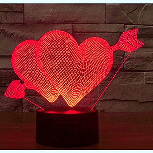 Jinson well 3D liebe herz Nachtlicht Lampe optische led Nacht licht Illusion 7 Farbwechsel Touch Switch Tisch Schreibtisch Dekoration Lampen mit Acryl Flat Base USB Spielzeug