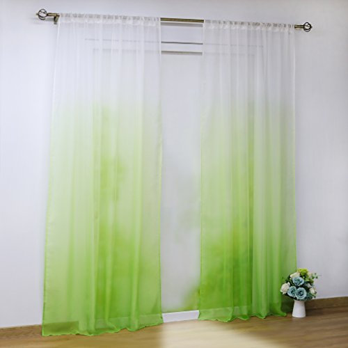 Joyswahl Voile Gardine halptransparenter Vorhang mit Topaktuelle Farbverlauf Muster »Babette« Schals Fenster Vorhänge mit Stangendurchzug BxH 140x145cm Grün 1er Pack