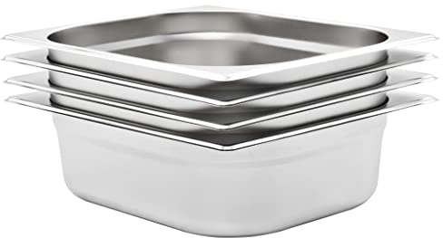 vidaXL 4X Bandejas Gastronorm de Alimentos GN 1/2 Utensilios Cocina Calientaplatos Plato Platillo Comida Buffet Baño María 100 mm Acero Inoxidable