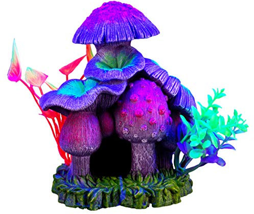 Marina iGlo Mushroom House 6 Aquarium Decoration Fish Hide - Glows Under Blue LED