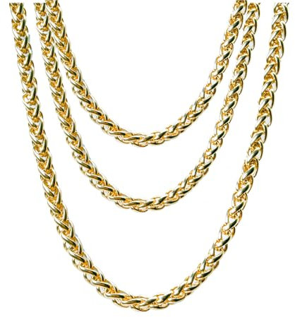 TK Gruppe Timo Klingler 5x Goldkette Panzerkette Goldkettchen Gold Kette Rapper Gangster Fokuhila Accessoires 80er 90er Jahre Fasching Karneval Accessoire Damen und Herren