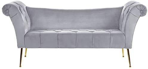 Bequeme Chaiselounge im Retro Stil Samtbezug hellgrau Nantilly