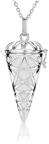 JOVIVI Clear Quartz Reiki Healing Crystal Locket Pendant Necklace Gemstone Hexagonal Pointed Necklace Pendulum Dowsing Divination Jewellery for Women
