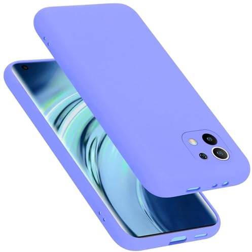 Cadorabo Hülle kompatibel mit Xiaomi Mi 11 5G Hülle Silikon Handyhülle für Mi 11 5G Case aus flüssigem Silikon- Kratzfeste und stoßfeste dünne TPU Schutzhülle - Liquid HELL LILA