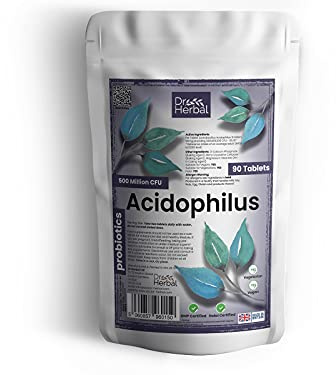 Dr Herbal™ Acidophilus Lactobacillus 500 Million CFU ProBiotic Vegan | Vegetarian | Detox | Digestive Health | Gut Health | UK Manufactured | 90 Pack