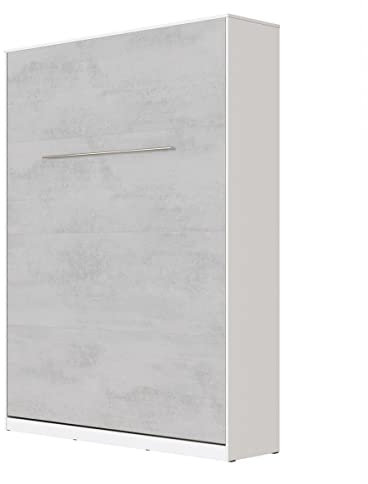 SMARTBett Schrankbett Standard 90x200 120x200 140x200 160x200 Bettschrank Wandbett Weiss/Beton 140 Vertikal