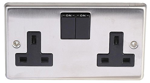 2G DP Socket Round Edge Black INS | SWITCHES/Socket OUTLETS Switch RANGES Electrical, 1 X Qty - VX1500SSBK/D
