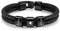 PiercingJak Herren Armband mit Gravur 3 Namen Männer Lederarmband geflochten Schwarz Echtleder Wickel Edelstahl Namensperlen ID Armreif Charm Schmuck Personalisierte Geschenke für Mann