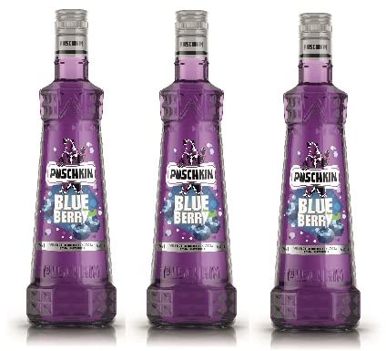 3 Flaschen Puschkin Blueberry 17,5% Vol. a 700ml Orginal Blaubeer