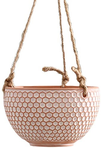 YUESFZ Jardiniere Suspendue Murale Cintre Rustique en Terre Cuite, Pot Succulent De Radis Suspendu avec De La Ficelle, Plante en Pot Murale Pot Suspendu Jardin (Color : Natural, S : 6 inches)