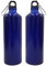 BURI 2X Alluminio Borraccia 1 Litro Blu con Moschettone Bottiglia D'Acqua Bottiglia Sport