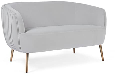 Decorspace Divano in velluto Rosa antico 2 posti Linsay con piedi ottone 129 cm (Divano, Grigio)