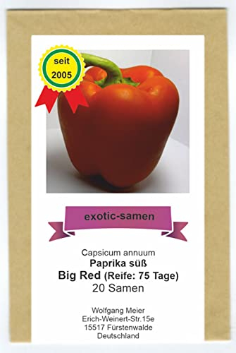 Big Red - süßer, roter Paprika - samenfeste Sorte - 20 Samen