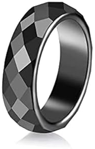 MOLUO Natürlicher Hämatit-Ring-schwarzer Paar-Stein-Ring-Relief-Schmuck