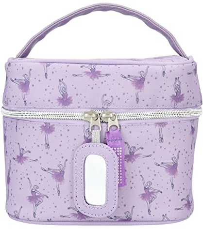 Depesche 12239 TOPModel Ballet-Kosmetiktasche in Lila mit Glitzersteinen, Beauty Case mit Innentaschen, Ballerinas, Mehrfarbig