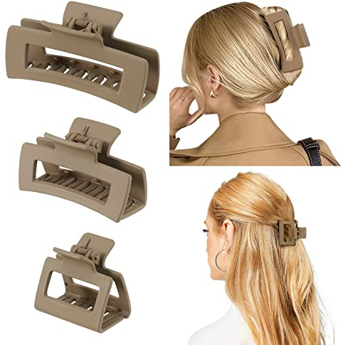 Shinowa Haarklammer, 3 Stück Druck Haar Greifer mit Leopardenmuster Stark Halt Haarzubehör Rutschfeste Haar Fänger Kiefer Klemme Haar Accessoires für Frauen Langes Dickes Haar, Khaki