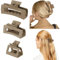 Shinowa 3 Pezzi Fermagli per Capelli, Clip Artigli con Stampa Leopardata, Mollettine per Capelli per Capelli Lunghi, Spessi, Riccioli, Morsetti per Capelli Eleganti per Donne e Ragazze, Cachi